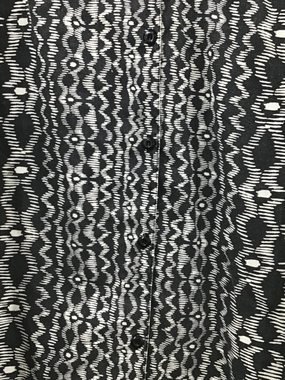 Women's 5X Batik Print Shirt Black White Cotton Blend Ethnic Afrocentric L/S - Picture 6 of 7
